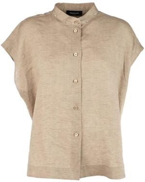 Fabiana Filippi Mandarin Collar Button Blouse - Natural