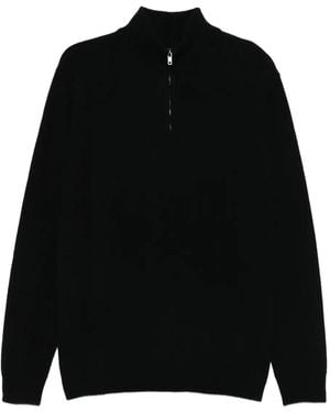 120% Lino Pullover mit Stehkragen - Schwarz