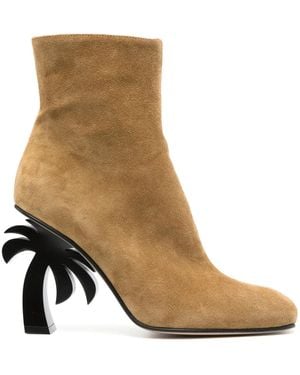 Palm Angels Suede Ankle Boots With Palm Heel - Brown