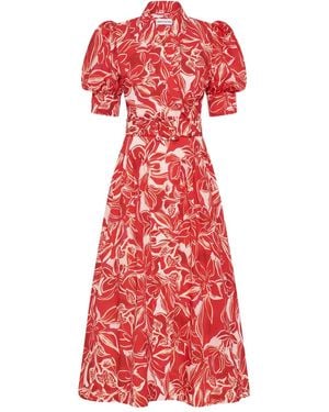 Rebecca Vallance Abito Midi A Fiori Alloure - Rosso