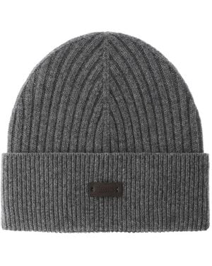 Herno Ribbed Wool Beanie Hat - Grey