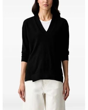 Silvian Heach Valleisi Asymmetric V-Neck Sweater - Black
