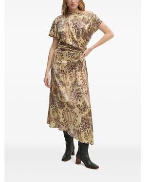 INTROPIA Asymmetric Abstract-Patterned Dress - Natural