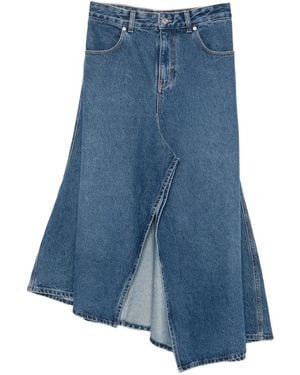 Victoria Beckham Asymmetric-Hem Front-Slit Skirt - Blue