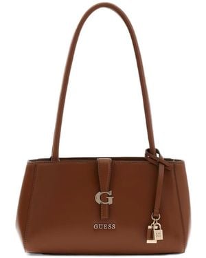 Guess Carrie Girlfriend Shoulder Satchel Bag - Brown