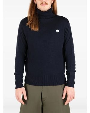 Societe Anonyme Roll-Neck Logo-Patch Jumper - Blue