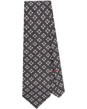 Dell'Oglio Seidenkrawatte mit geometrischem Print - Weiß