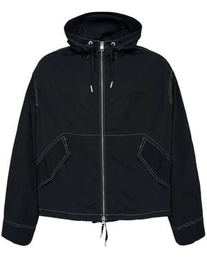 Ami Paris Contrast-Stitch Hooded Jacket - Black