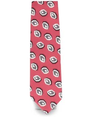 Isaia 7 Fold Geometric-Print Tie - Red