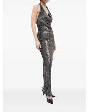 Patrizia Pepe Sequin-Embellished Halterneck Maxi Dress - Metallic