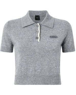 Pinko Short-Sleeve Polo Top - Gray