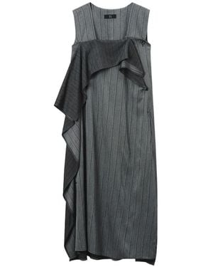 Y's Yohji Yamamoto Ruffle-Detail Striped Dress - Grey