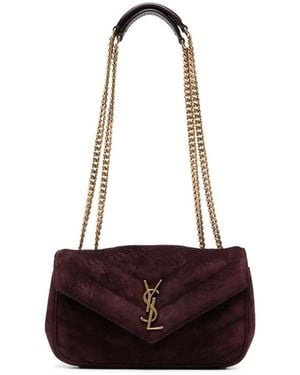 Saint Laurent Loulou Small Matelassé Suede Shoulder Bag - White