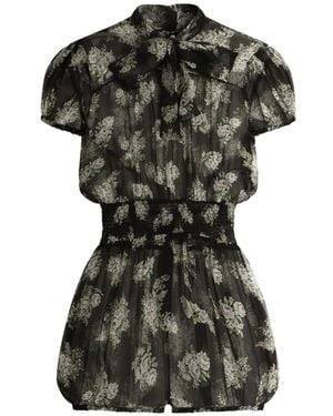 Dolce & Gabbana Small Flower Bouquet-Print Chiffon Jumpsuit - Black