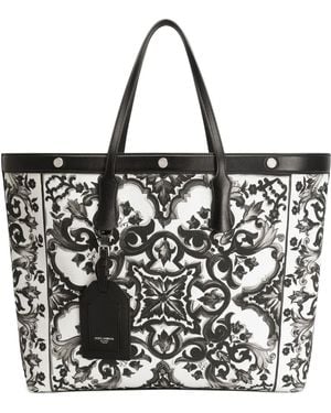 Dolce & Gabbana Tote Bag Mit Majolica-Print - Schwarz