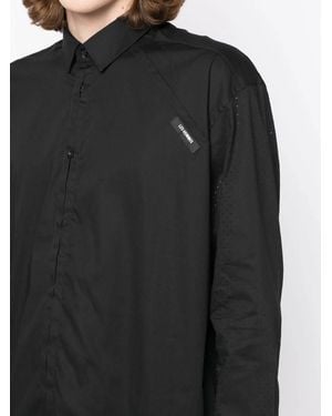 Les Hommes Logo-Patch Shirt - Black