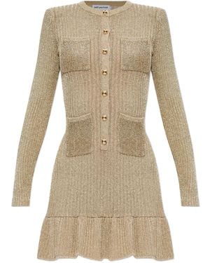 Self-Portrait Long-Sleeve Ruffled Dress - Natural