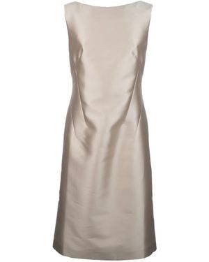 Alberta Ferretti Bow-at-the-back Dress - Natural