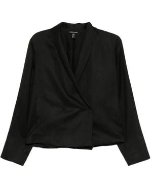 Eileen Fisher Blazer de seda con cuello esmoquin - Negro
