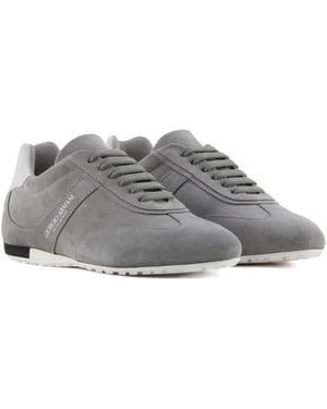 Giorgio Armani Lace-Up Suede Sneakers - Gray