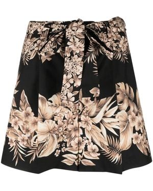 Twinset Floral-Print Detail Shorts - Black