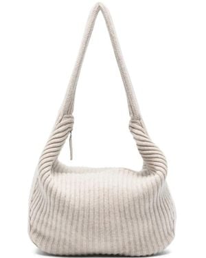 AYA MUSE Sac Porté Épaule Zippé À Design Côtelé - White