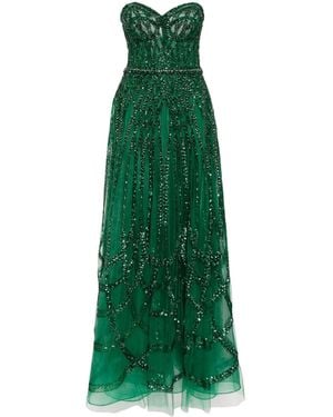 Zuhair Murad Bead-Embroidered Corset Gown - Green