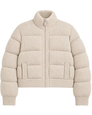 Aspesi Ribbed-Knit Quilted Jacket - Natural
