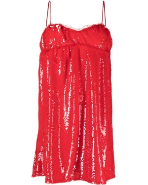 Ganni Sequinned Sleeveless Minidress - Red