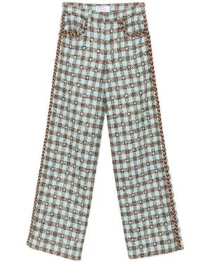 GIUSEPPE DI MORABITO Vichy-Karo-Hose mit Flechtbesatz - Weiß