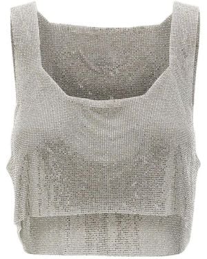 Twentyfourhaitch New Atene Rhinestone Crop Tank Top - Gray