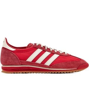 adidas Three-Stripes Leather Low-Top Trainers - Red