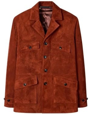 Paul Smith Buttoned Suede Shirt Jacket - Brown