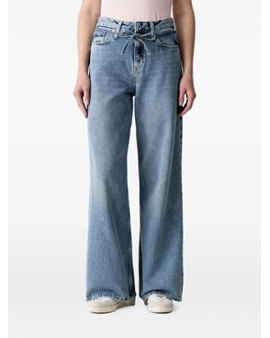 KARL LAGERFELD Tie-Fastening Wide-Leg Jeans - Blue