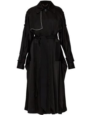 Victoria Beckham Contrast-Trim Trench Coat - Black