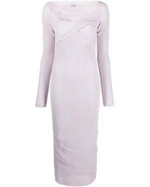 Mrz Cut-Out Ribbed Knit Midi Dress - Purple