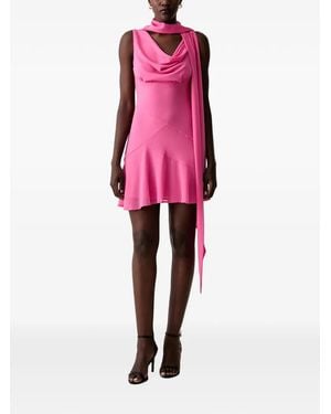 Never Fully Dressed Cowl-Neck Scarf-Detail Mini Dress - Pink