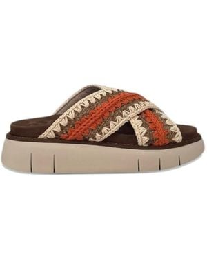 Mou Bounce Woven-Straps Sandals - Brown