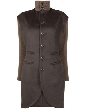 Gloria Coelho Knitted-Panel Wool Coat - Brown