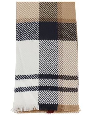 Barbour Tartan-check Fringed Scarf - グレー