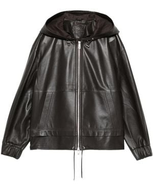 DESA NINETEENSEVENTYTWO Lederjacke mit Kapuze - Schwarz