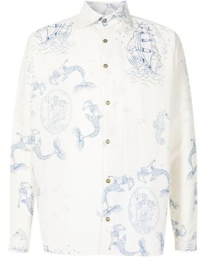 Amir Slama Logo-Engraved Graphic-Print Shirt - White