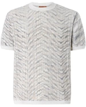 Missoni Openwork Cotton And Viscose Knit T-Shirt - Grey