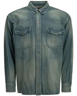 A.PRESSE Western-Yoke Denim Shirt - Green