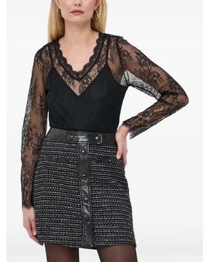 Morgan Top Con Capa De Encaje - Negro
