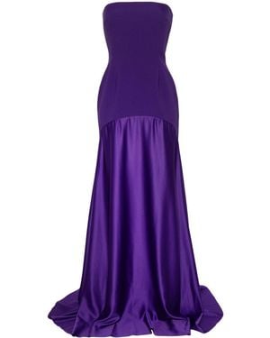 Solace London Alessandra Off-Shoulder Satin Gown - Purple