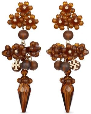 Tory Burch Curiosity Beaded Linear Earrings - Brown