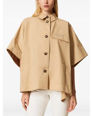 Twinset Button Woven Poncho - Natural