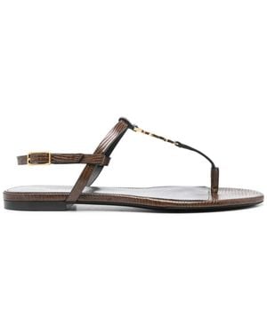 【24SS NEW】SAINT LAURENT / CASSANDRA Tストラップサンダル Saint Laurent Cassandra Embossed YSL T-Strap Sandals