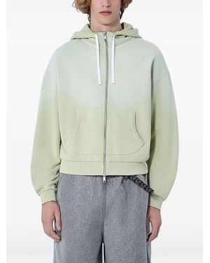 Brain Dead Padded-Elbow Zip-Up Hoodie - Green
